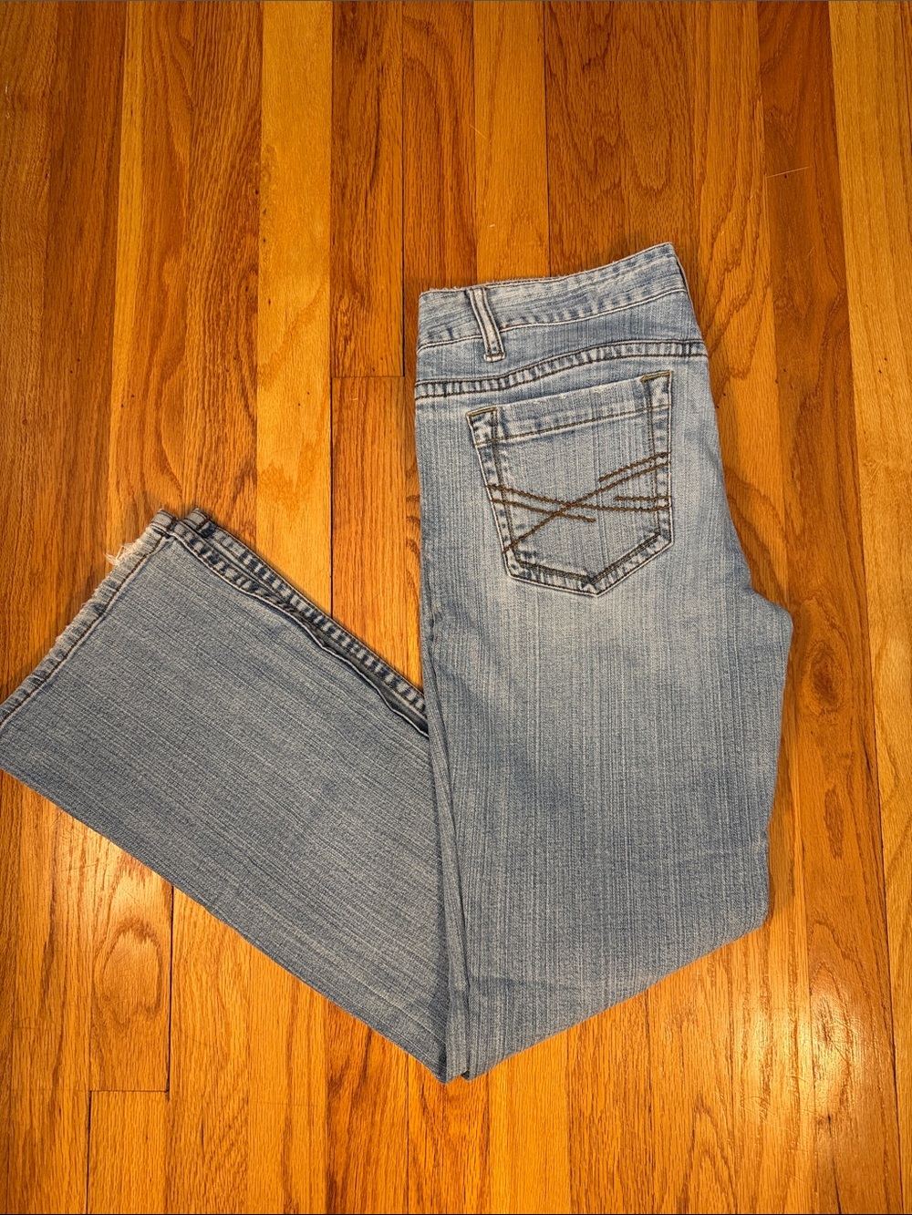 Aeropostale Lite Wash Denim Jeans 7/8 R Kailey Skinny Flare Curvy Y2K